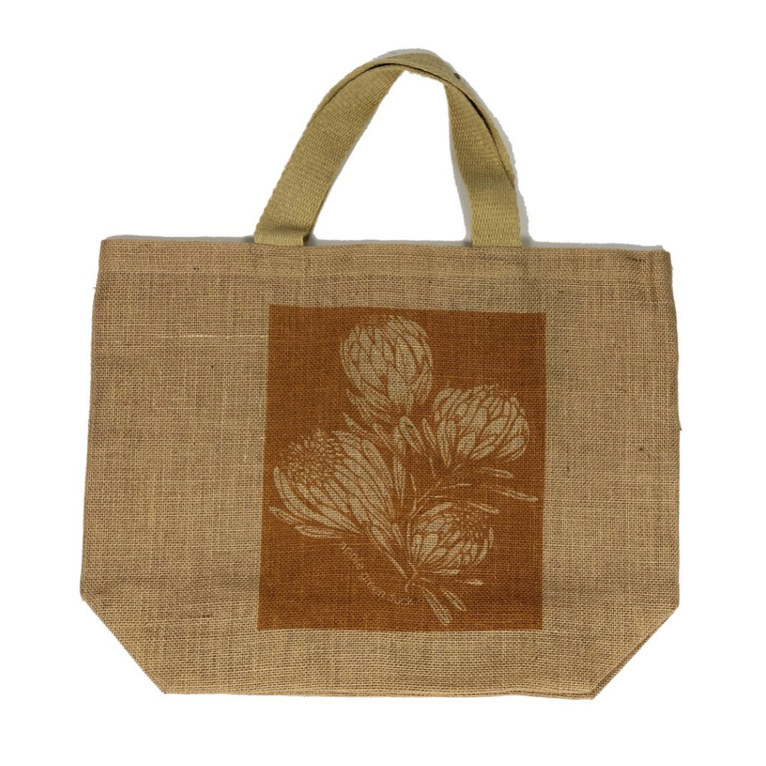 The Grocer King Protea Ochre Reusable Jute Bag