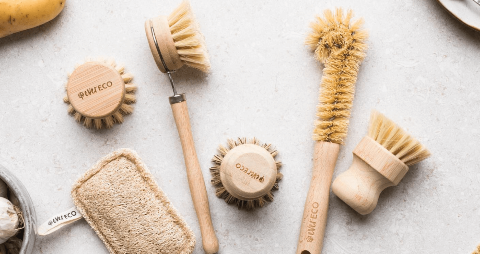 Ever Eco Bamboo Dish Brush and Bamboo Veggie Brush