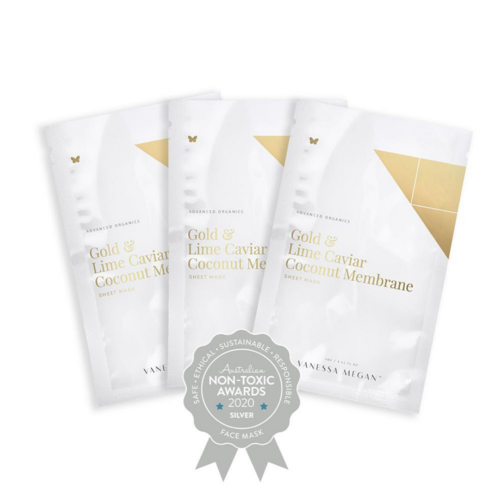 Vanessa Megan Gold & Lime Caviar Coconut Membrane Sheet Mask_3 x INDIVIDUAL MASKS