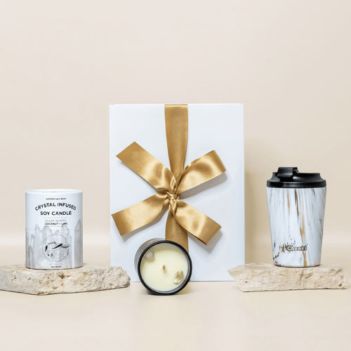 Soothing Crystal Candle & Chic Coffee Cup Duo